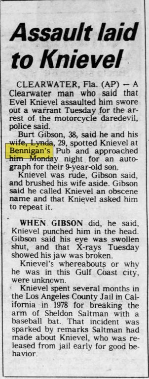 Bennigans - Sep 1980 Evel Knievel Incident Bennigans In Florida (newer photo)